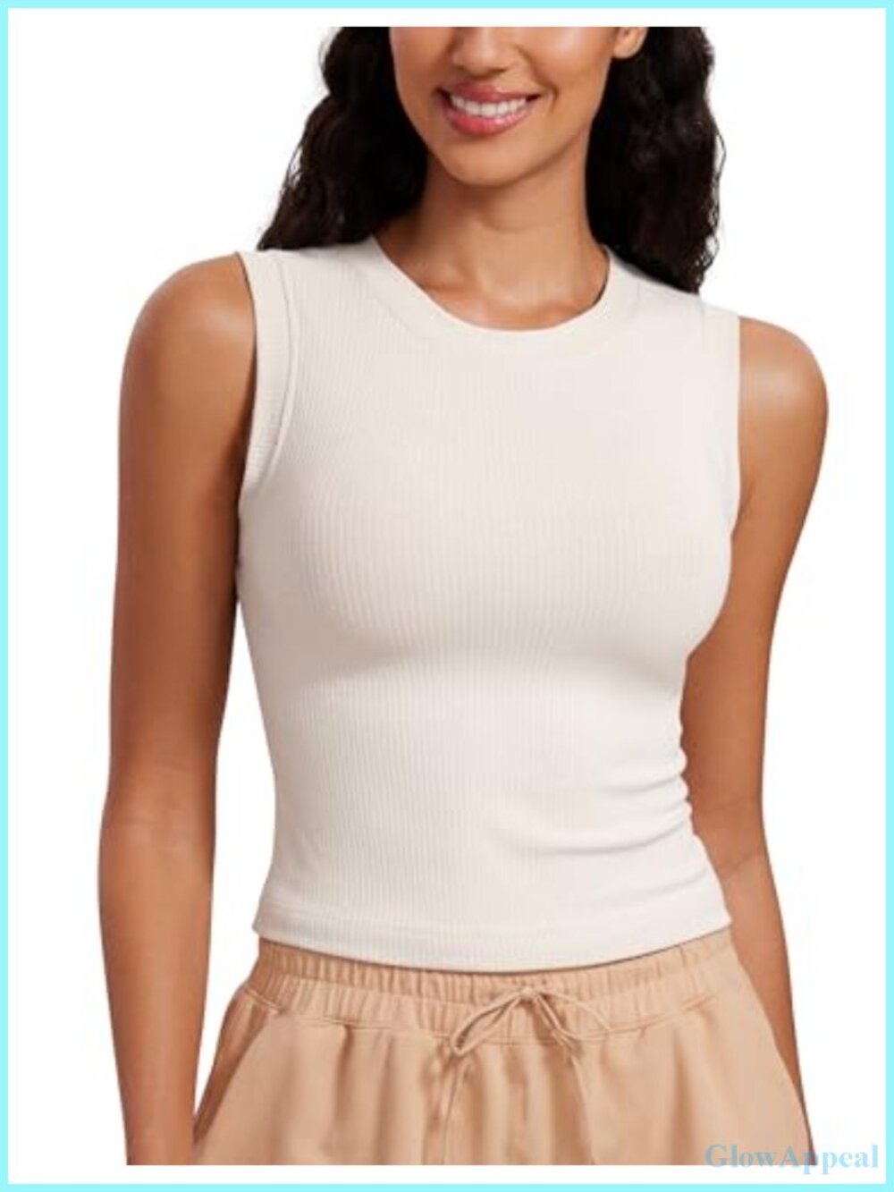 Ribbed High Neck Tank Top Fitted Sleeveless Layering Top